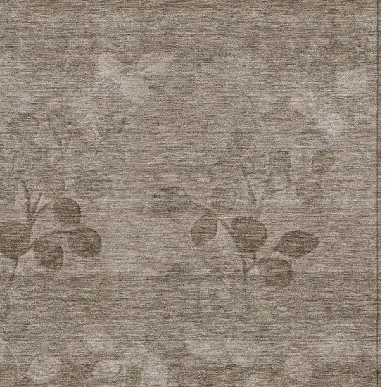 Taupe And Beige Floral Washable Indoor Outdoor Area Rug Photo 3