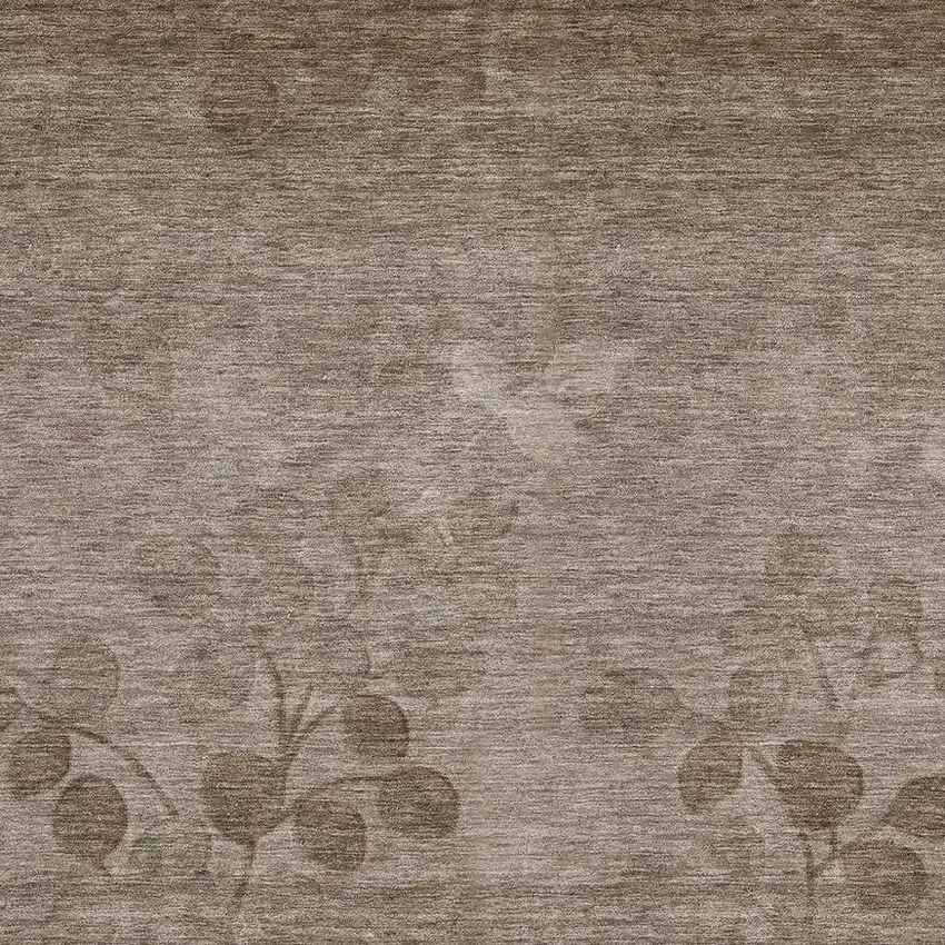 Taupe And Beige Floral Washable Indoor Outdoor Area Rug Photo 3