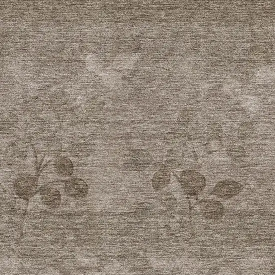 Taupe And Beige Floral Washable Indoor Outdoor Area Rug Photo 3