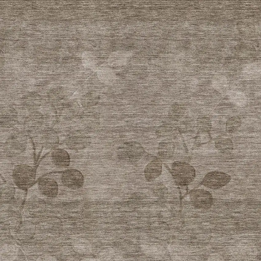 Taupe And Beige Floral Washable Indoor Outdoor Area Rug Photo 3