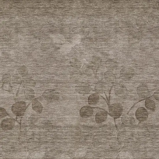 Taupe And Beige Floral Washable Indoor Outdoor Area Rug Photo 7