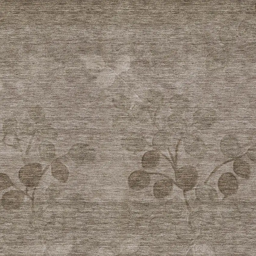 Taupe And Beige Floral Washable Indoor Outdoor Area Rug Photo 7
