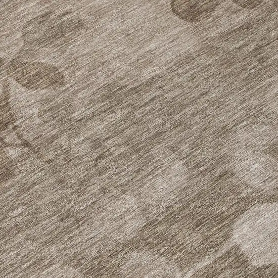 Taupe And Beige Floral Washable Indoor Outdoor Area Rug Photo 8