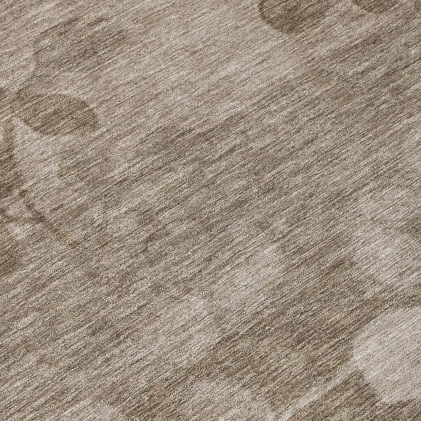 Taupe And Beige Floral Washable Indoor Outdoor Area Rug Photo 8