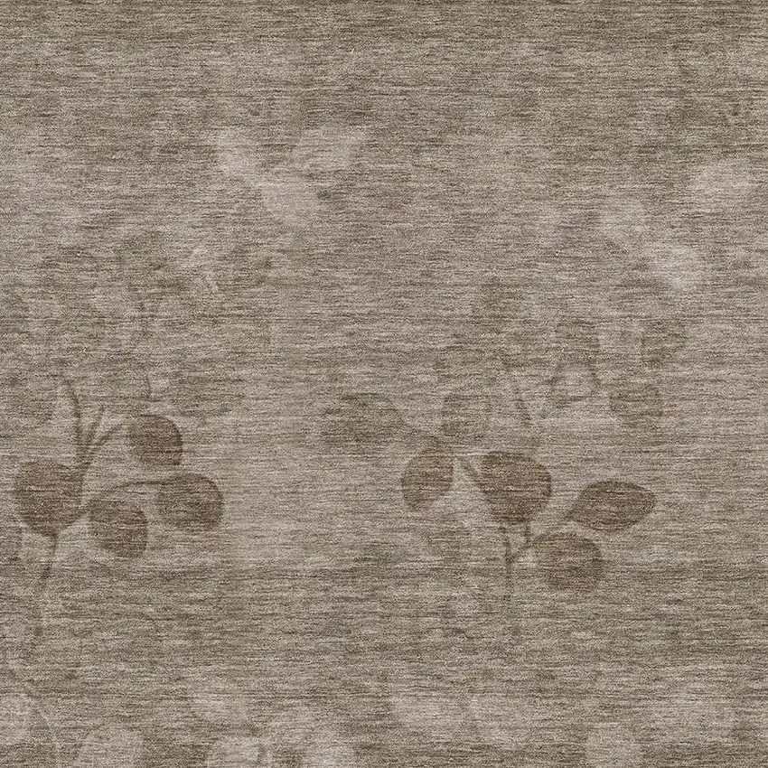 Taupe And Beige Floral Washable Indoor Outdoor Area Rug Photo 3