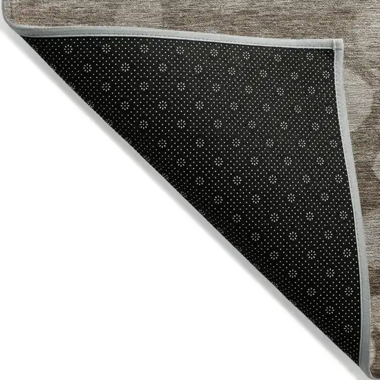 Taupe And Beige Floral Washable Indoor Outdoor Area Rug Photo 4