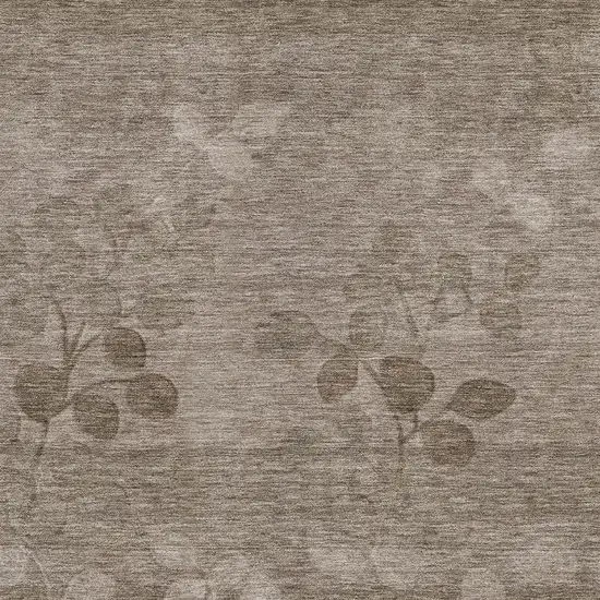 Taupe And Beige Floral Washable Indoor Outdoor Area Rug Photo 3