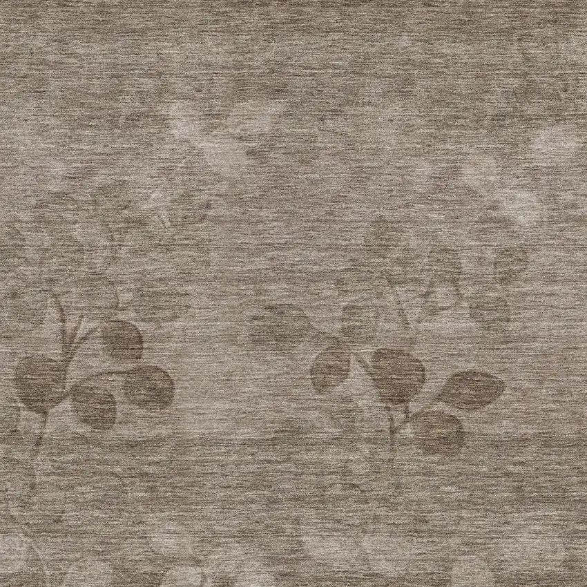 Taupe And Beige Floral Washable Indoor Outdoor Area Rug Photo 3