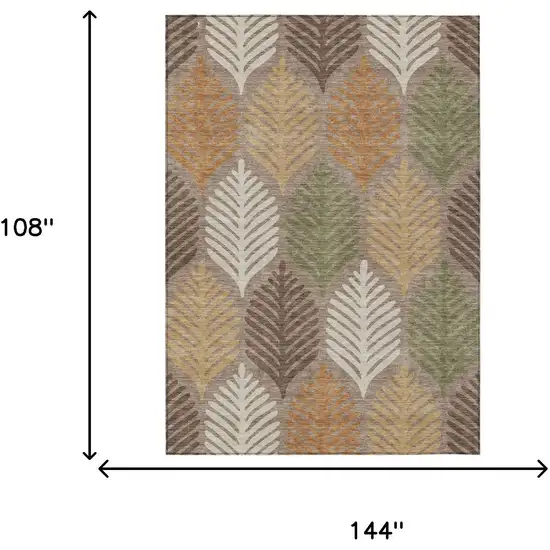 Taupe And Beige Floral Washable Indoor Outdoor Area Rug Photo 7
