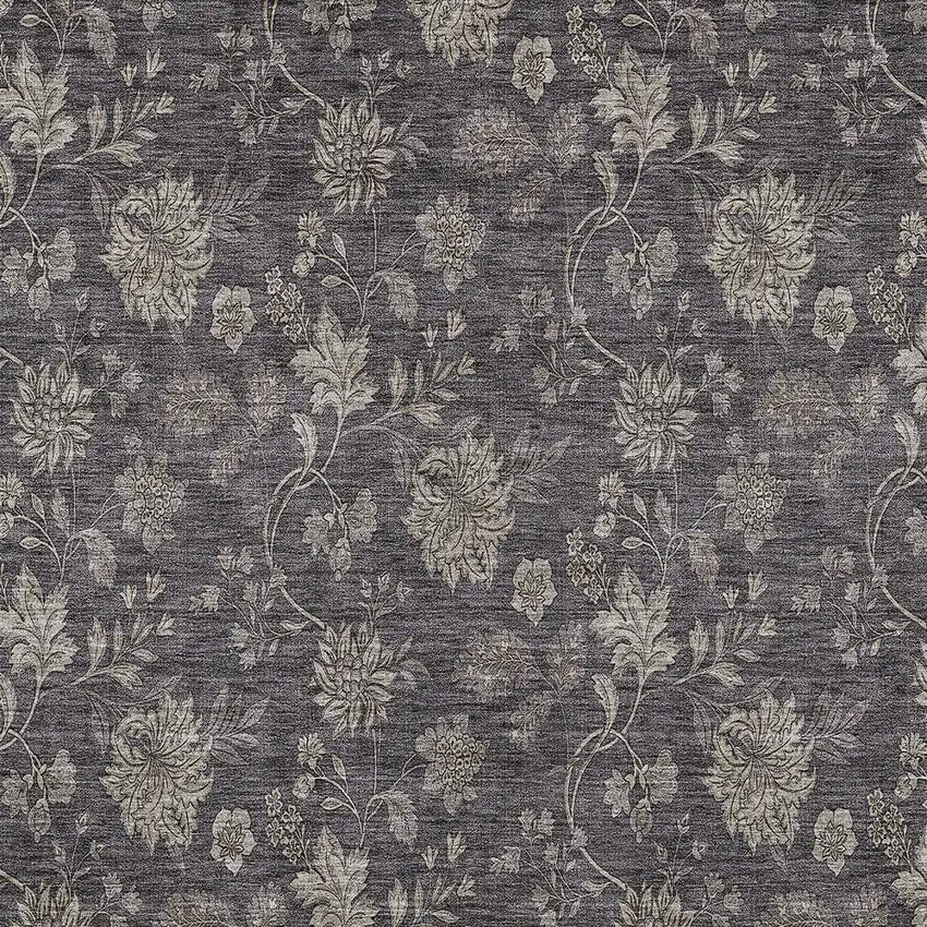 Taupe And Beige Floral Washable Indoor Outdoor Area Rug Photo 6
