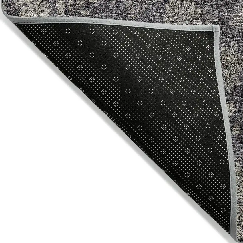Taupe And Beige Floral Washable Indoor Outdoor Area Rug Photo 4