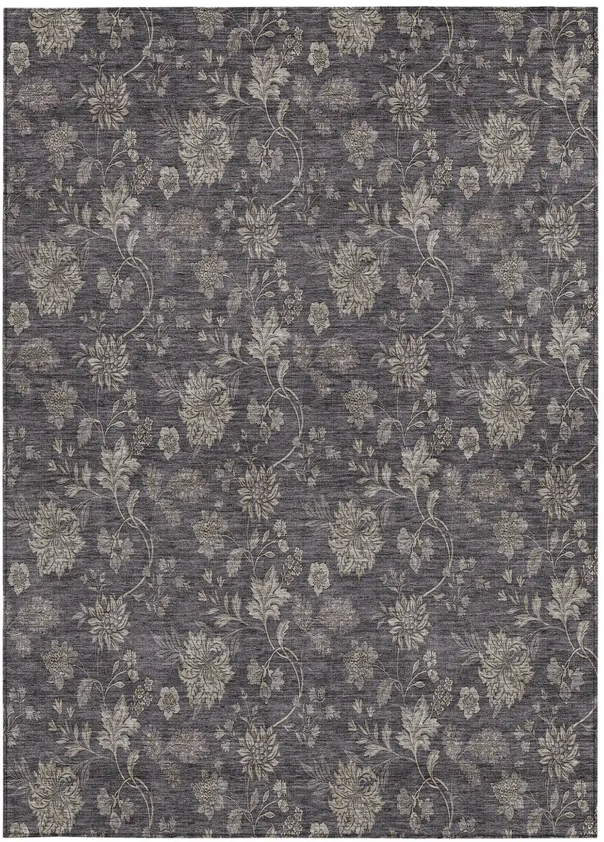 Taupe And Beige Floral Washable Indoor Outdoor Area Rug Photo 7