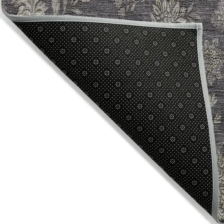 Taupe And Beige Floral Washable Indoor Outdoor Area Rug Photo 4