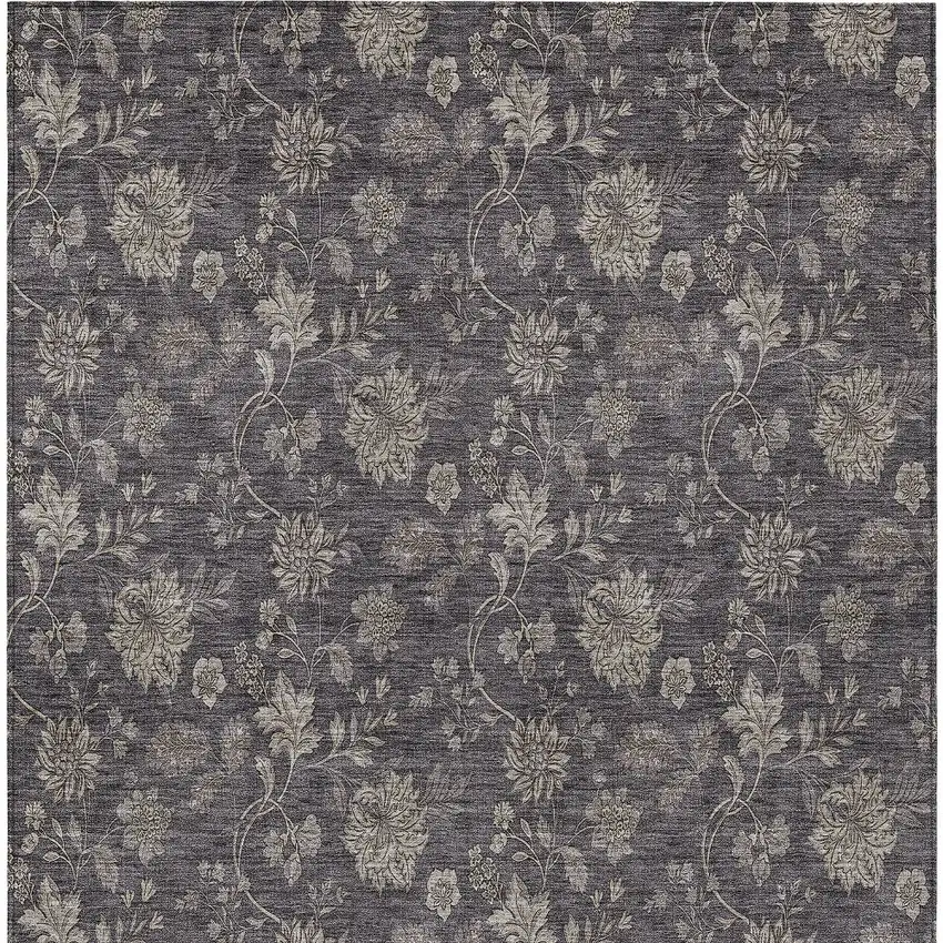 Taupe And Beige Floral Washable Indoor Outdoor Area Rug Photo 6
