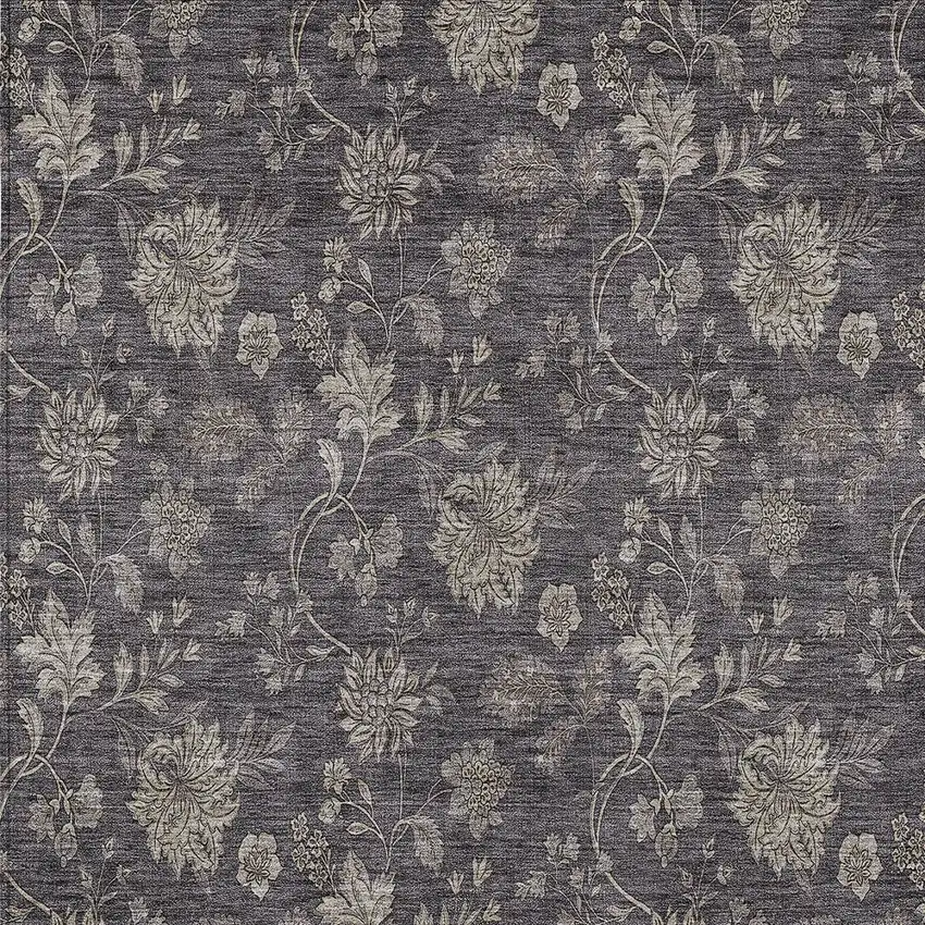 Taupe And Beige Floral Washable Indoor Outdoor Area Rug Photo 6