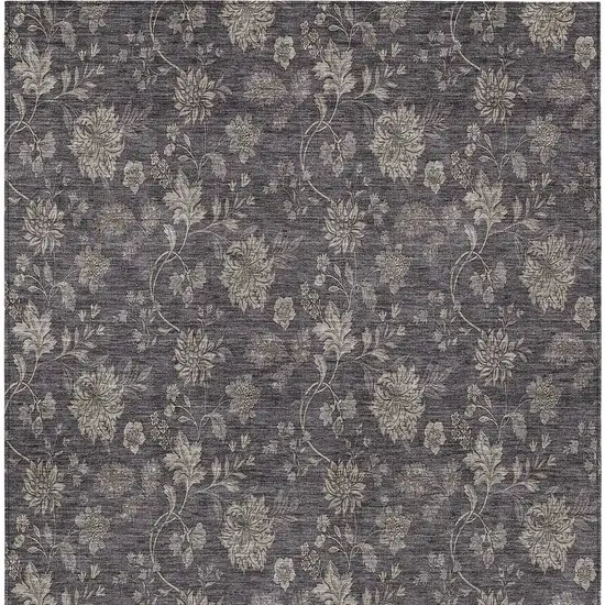 Taupe And Beige Floral Washable Indoor Outdoor Area Rug Photo 7