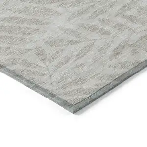 Photo of Taupe And Beige Floral Washable Indoor Outdoor Area Rug