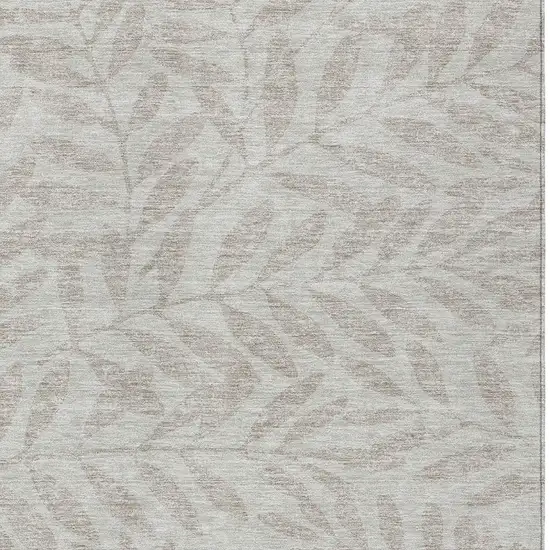 Taupe And Beige Floral Washable Indoor Outdoor Area Rug Photo 6