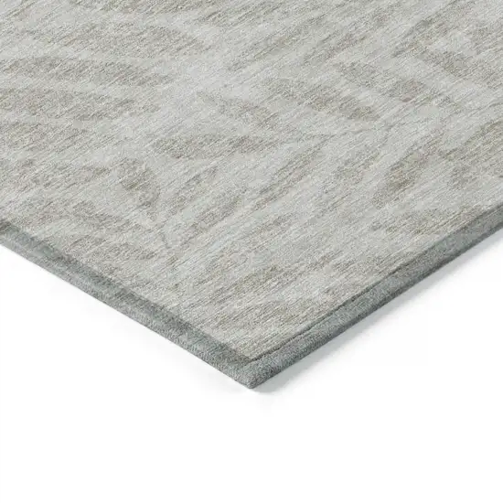 Taupe And Beige Floral Washable Indoor Outdoor Area Rug Photo 5
