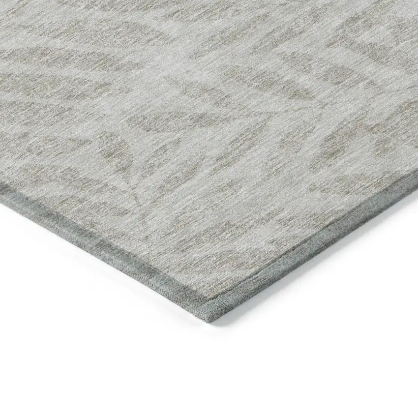 Taupe And Beige Floral Washable Indoor Outdoor Area Rug Photo 5