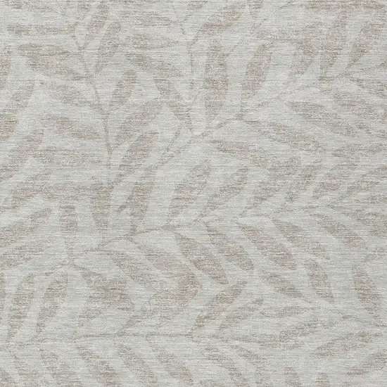 Taupe And Beige Floral Washable Indoor Outdoor Area Rug Photo 6