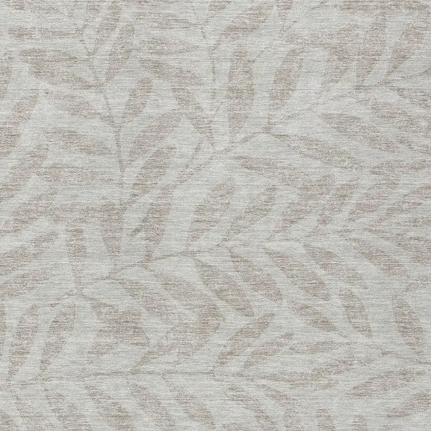Taupe And Beige Floral Washable Indoor Outdoor Area Rug Photo 6