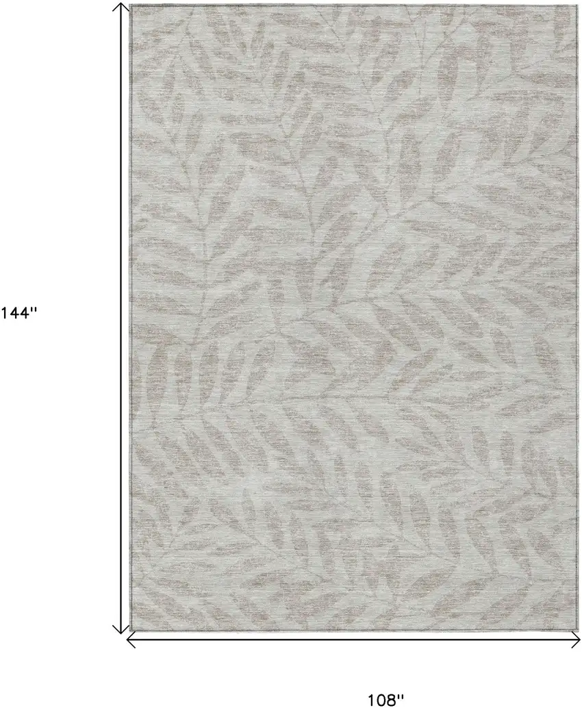 Taupe And Beige Floral Washable Indoor Outdoor Area Rug Photo 3