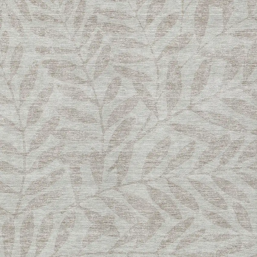 Taupe And Beige Floral Washable Indoor Outdoor Area Rug Photo 6