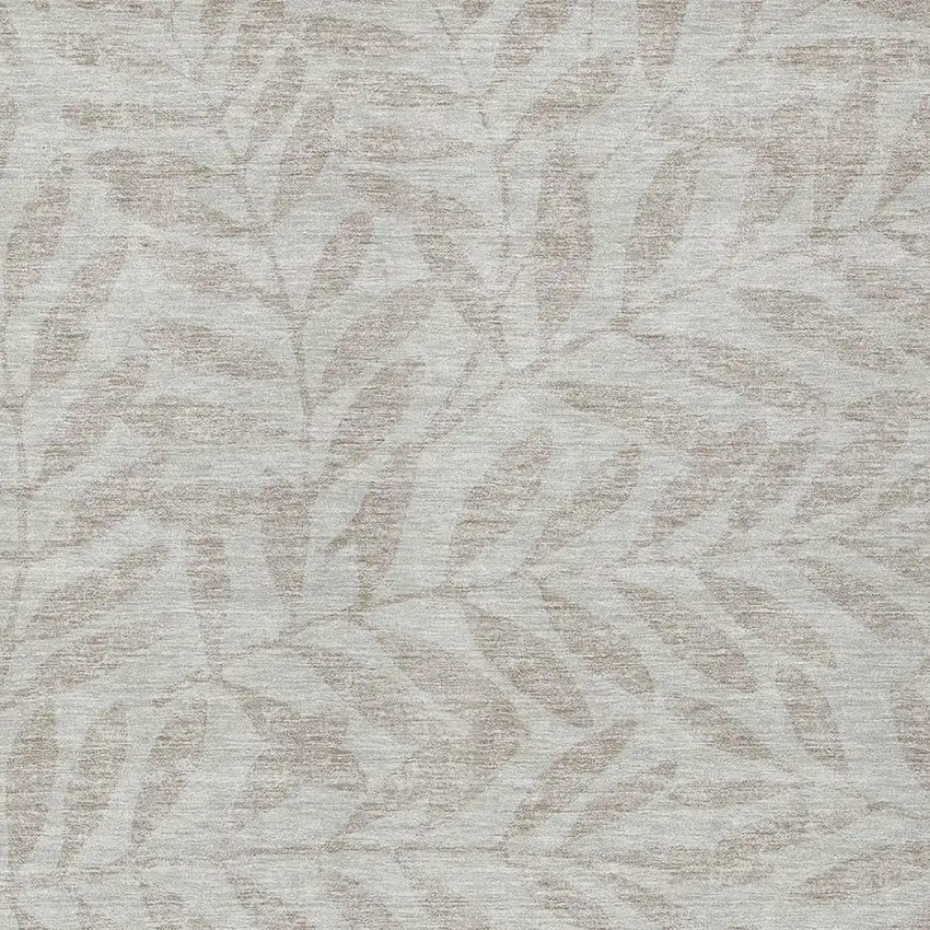Taupe And Beige Floral Washable Indoor Outdoor Area Rug Photo 6