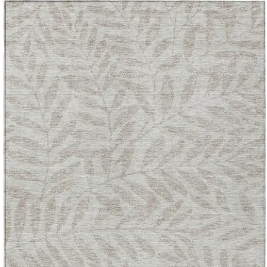 Taupe And Beige Floral Washable Indoor Outdoor Area Rug Photo 7