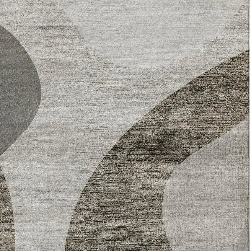 Taupe And Beige Geometric Washable Area Rug With UV Protection Photo 4