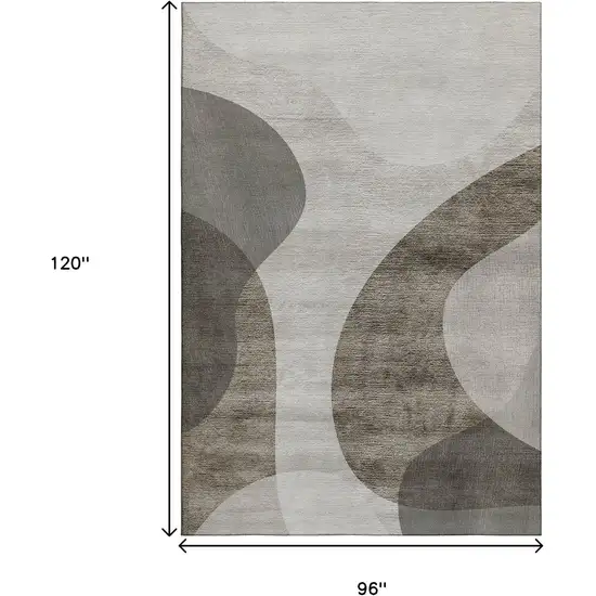 Taupe And Beige Geometric Washable Area Rug With UV Protection Photo 3