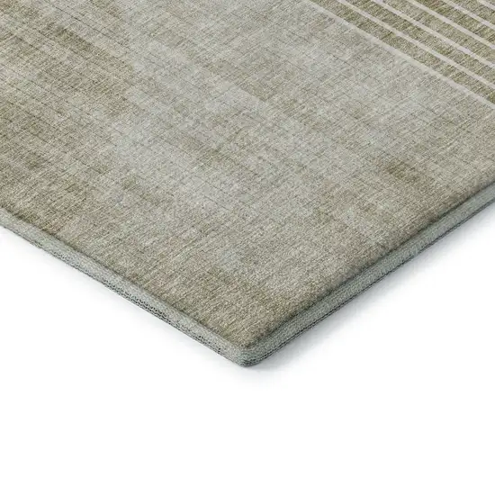 Taupe And Beige Geometric Washable Area Rug With UV Protection Photo 9