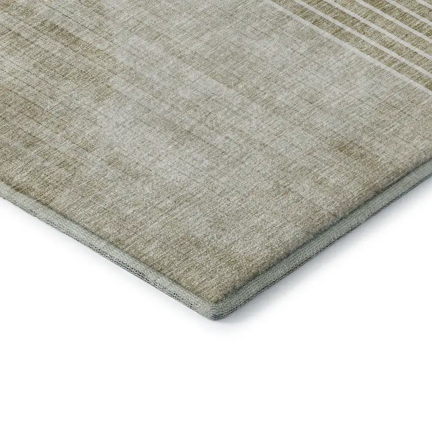 Taupe And Beige Geometric Washable Area Rug With UV Protection Photo 9