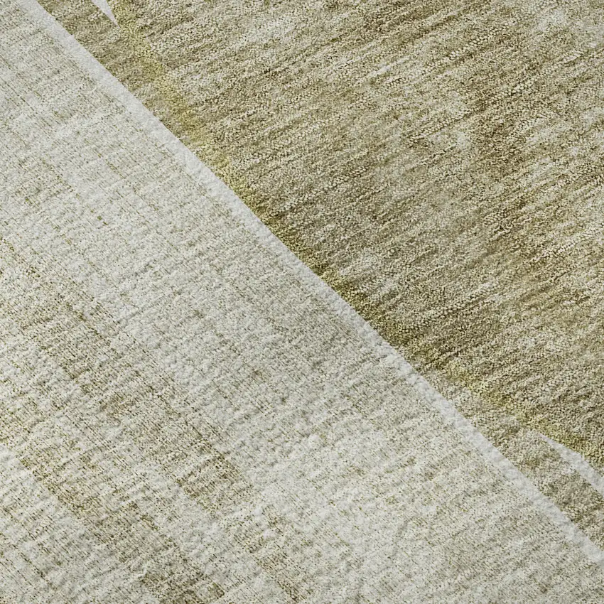 Taupe And Beige Geometric Washable Area Rug With UV Protection Photo 9