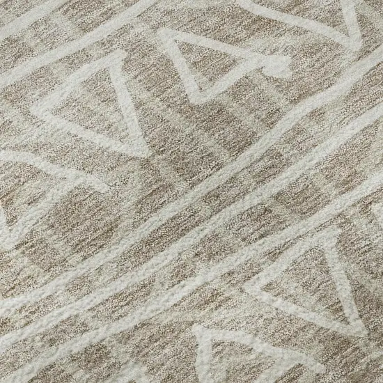 Taupe And Beige Geometric Washable Area Rug With UV Protection Photo 9