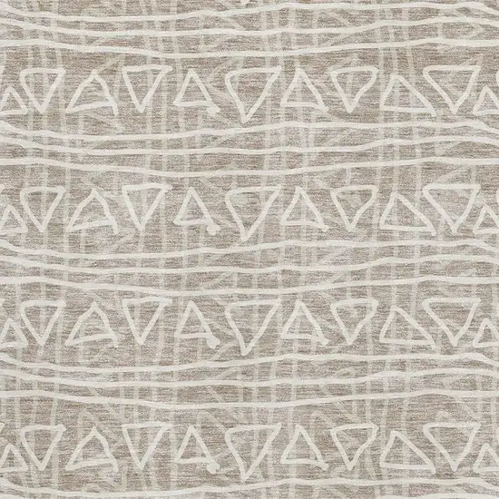 Taupe And Beige Geometric Washable Area Rug With UV Protection Photo 3