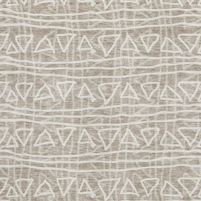 Taupe And Beige Geometric Washable Area Rug With UV Protection Photo 3
