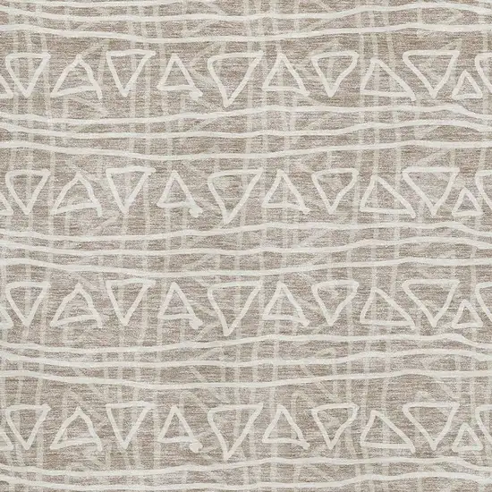 Taupe And Beige Geometric Washable Area Rug With UV Protection Photo 3