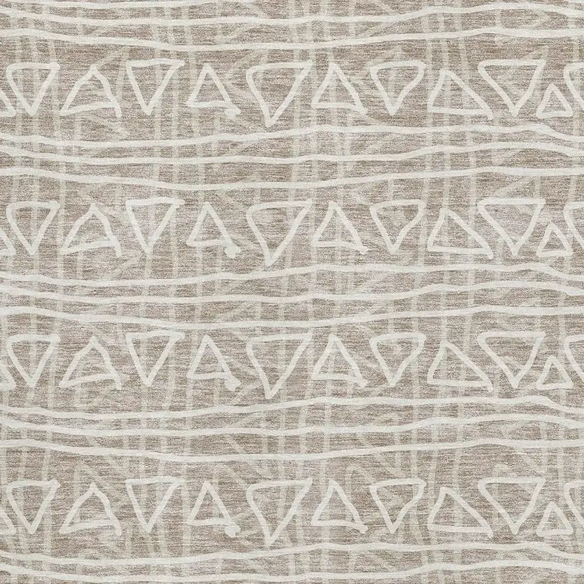 Taupe And Beige Geometric Washable Area Rug With UV Protection Photo 3