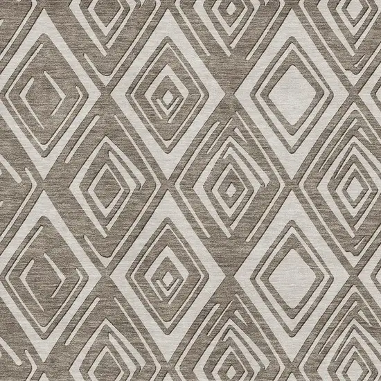 Taupe And Beige Geometric Washable Area Rug With UV Protection Photo 4