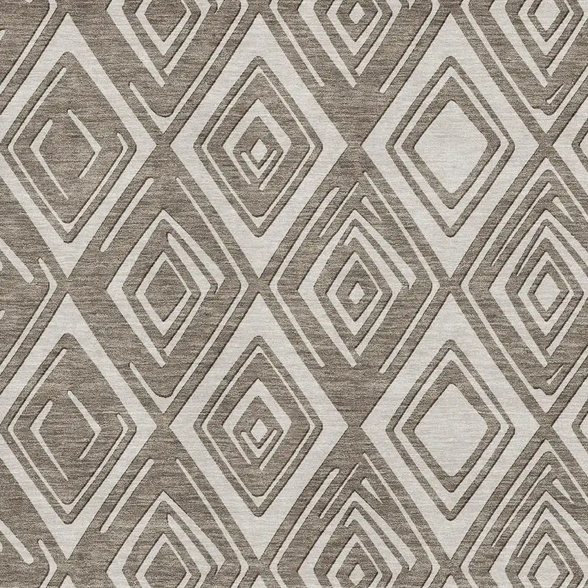 Taupe And Beige Geometric Washable Area Rug With UV Protection Photo 4