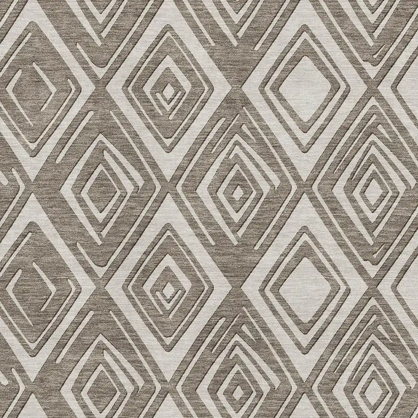Taupe And Beige Geometric Washable Area Rug With UV Protection Photo 4