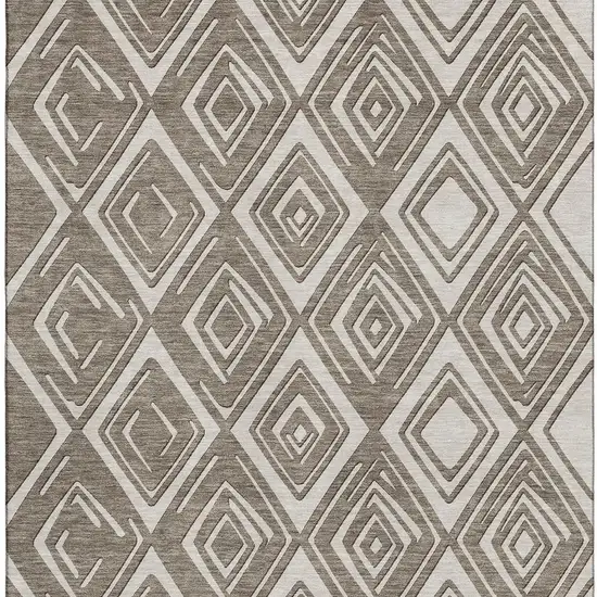 Taupe And Beige Geometric Washable Area Rug With UV Protection Photo 5