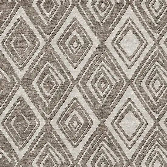 Taupe And Beige Geometric Washable Area Rug With UV Protection Photo 4