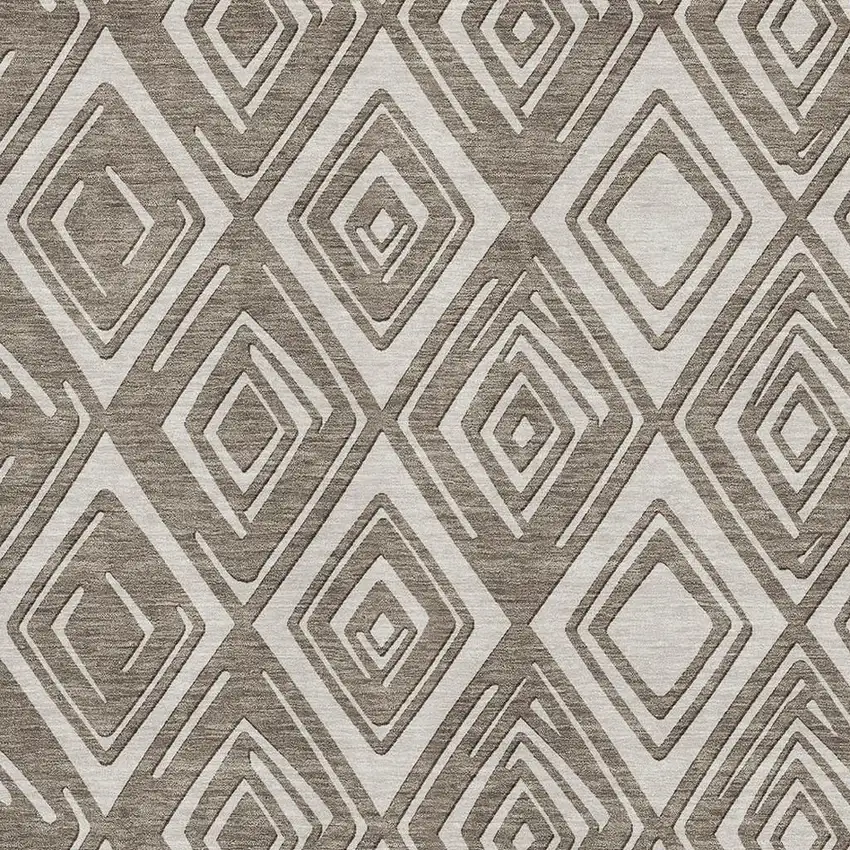Taupe And Beige Geometric Washable Area Rug With UV Protection Photo 4
