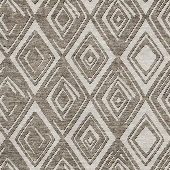Taupe And Beige Geometric Washable Area Rug With UV Protection Photo 4