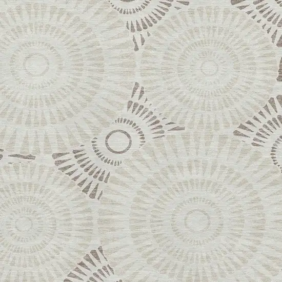 Taupe And Beige Geometric Washable Area Rug With UV Protection Photo 3
