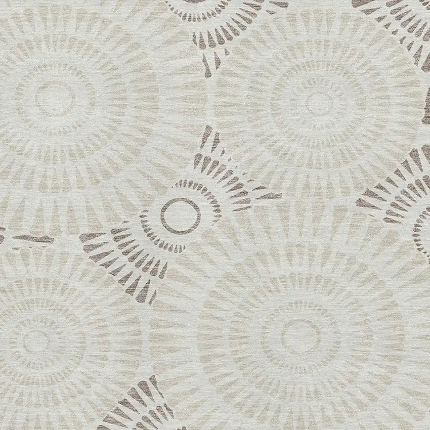 Taupe And Beige Geometric Washable Area Rug With UV Protection Photo 3