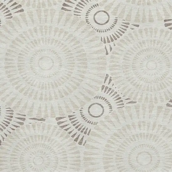 Taupe And Beige Geometric Washable Area Rug With UV Protection Photo 3
